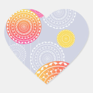 Vibrant Pink Yellow Random Mandala Heart Sticker