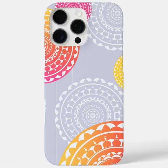 Vibrant Pink Yellow Random Mandala on Blue Case-Mate iPhone Case (Back)