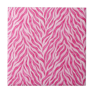 Vibrant Pink Zebra Print Ceramic Tile