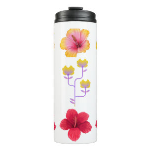 Vibrant Pixel Art Tropical Flowers Thermal Tumbler