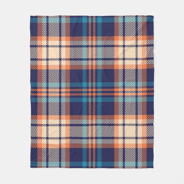 Vibrant Plaid: Autumn Textile Design Fleece Blanket (Front)