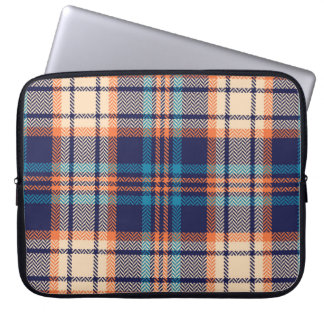 Vibrant Plaid: Autumn Textile Design Laptop Sleeve