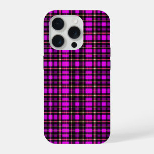 Vibrant Plaid Tartan Pattern Fabric iPhone 15 Pro Case