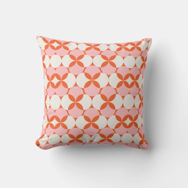 Vibrant & Playful Pink Orange Pattern Cushion (Front)