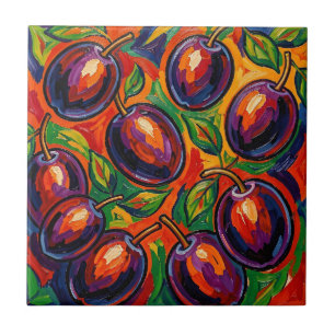 Vibrant Plum Fauvist  Ceramic Tile