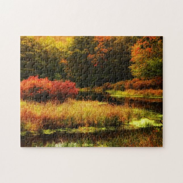 Vibrant Poconos Autumn Scene Jigsaw Puzzle (Horizontal)