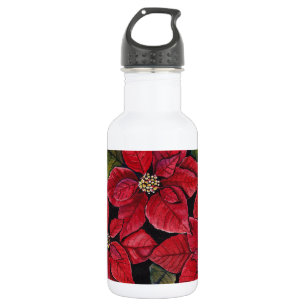 Vibrant Poinsettia In Watercolor 532 Ml Water Bottle