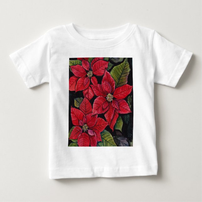 Vibrant Poinsettia In Watercolor   Baby T-Shirt (Front)