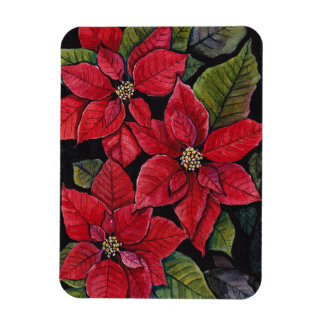 Vibrant Poinsettia In Watercolor Magnet