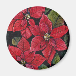 Vibrant Poinsettia In Watercolor  Magnet