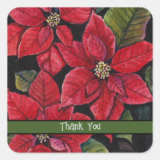 Vibrant Poinsettia In Watercolor  Square Sticker