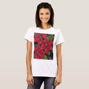Vibrant Poinsettia In Watercolor T-Shirt