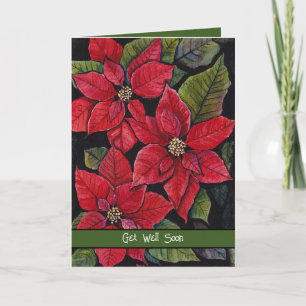 Vibrant Poinsettias In Watercolor Card