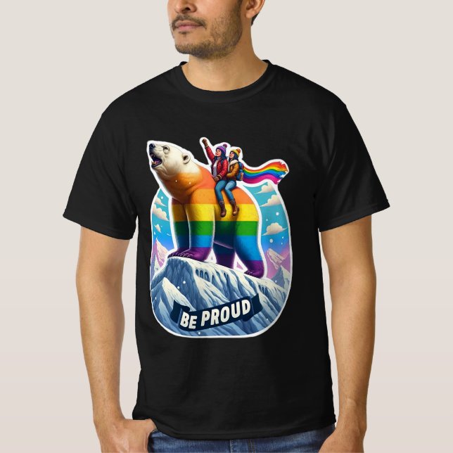 Vibrant polar bear Perched on mountain with girls T-Shirt (Front)
