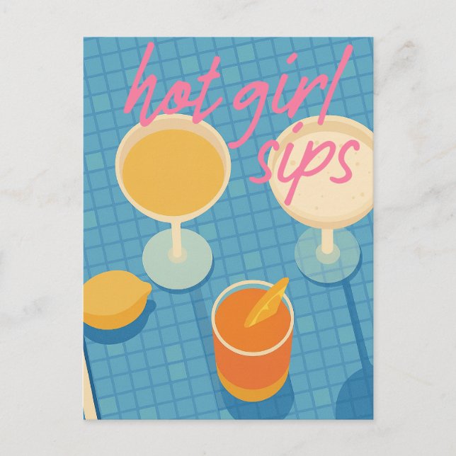 Vibrant Poolside Sips Celebration Postcard (Front)