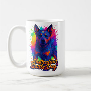 Vibrant Pop Art Australian Cattle Dog Illustration Coffee Mug
