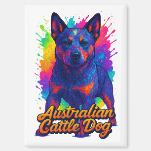 Vibrant Pop Art Australian Cattle Dog Illustration Magnet