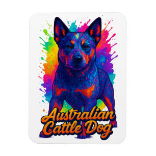 Vibrant Pop Art Australian Cattle Dog Illustration Magnet