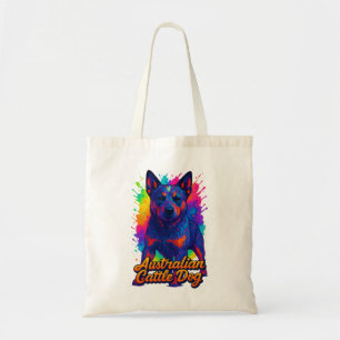 Vibrant Pop Art Australian Cattle Dog Illustration Tote Bag