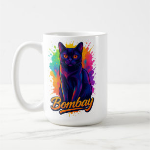 Vibrant Pop Art Bombay Cat – Neon Street Art Coffee Mug
