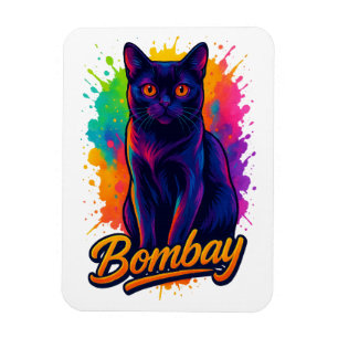 Vibrant Pop Art Bombay Cat – Neon Street Art Magnet