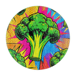 Vibrant Pop Art Broccoli Pattern Cutting Board