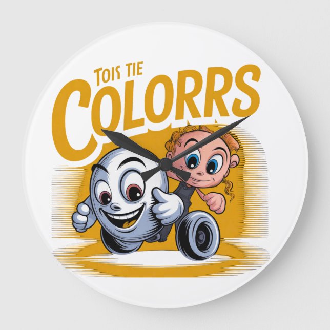 Vibrant Pop Art Cartoon Wall Clock (Front)