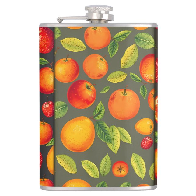 Vibrant Pop Art Cat Portrait Hip Flask (Front)