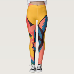 Vibrant Pop Art Cat Portrait Leggings