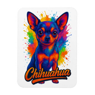 Vibrant Pop-Art Chihuahua Illustration Magnet