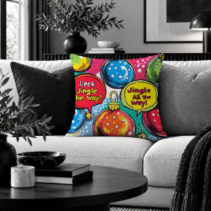 Vibrant Pop Art Christmas Baubles Decorative Pillo Cushion