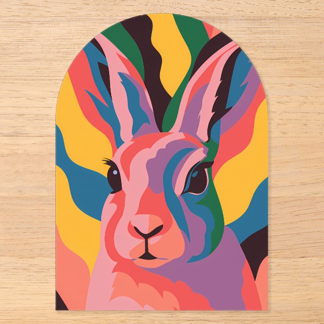 Vibrant Pop Art Cow Face Portrait Acrylic Invitations (Front)