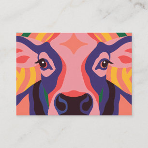 Vibrant Pop Art Cow Face Portrait Business Card