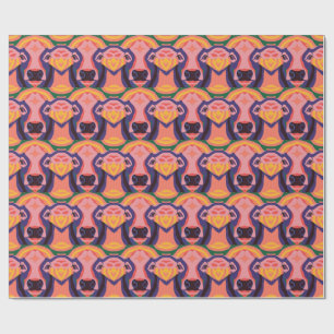 Vibrant Pop Art Cow Face Portrait Wrapping Paper