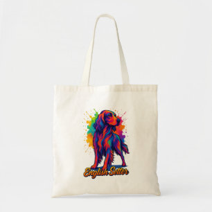 Vibrant Pop Art English Setter Dog Tote Bag