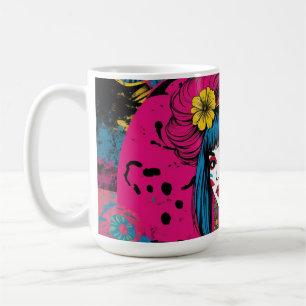 Vibrant Pop Art Geisha Modern Japanese Girl Coffee Mug