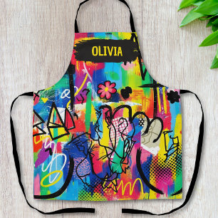 Vibrant Pop Art Graffiti Abstract Personalised Apron