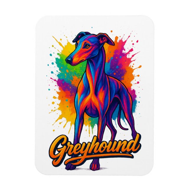 Vibrant Pop Art Greyhound Magnet (Vertical)