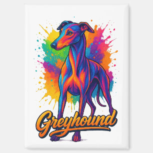 Vibrant Pop Art Greyhound Magnet