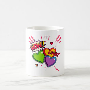 Vibrant Pop Art Hearts Valentine Design Coffee Mug
