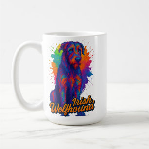 Vibrant Pop Art Irish Wolfhound Illustration Coffee Mug