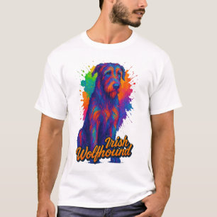 Vibrant Pop Art Irish Wolfhound Illustration T-Shirt