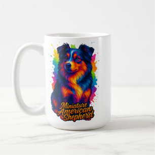 Vibrant Pop Art Miniature American Shepherd Coffee Mug