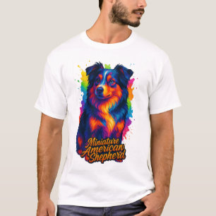 Vibrant Pop Art Miniature American Shepherd T-Shirt