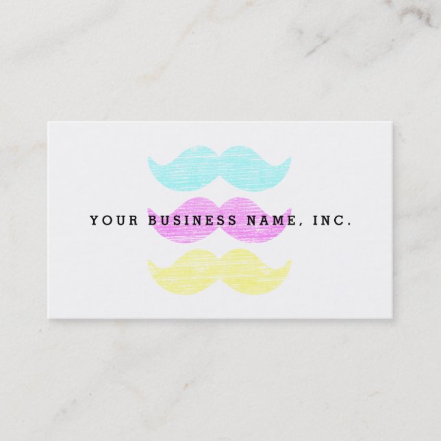 Vibrant Pop Art Moustache Pattern Creative Business Card (Front)