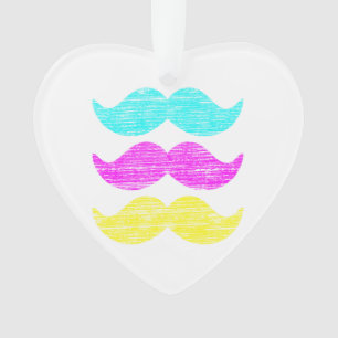 Vibrant Pop Art Moustache Pattern Ornament