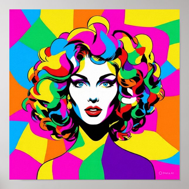 Vibrant Pop Art Portrait Poster (Front)