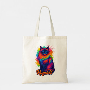 Vibrant Pop-Art Ragdoll Cat – Colourful Neon Stree Tote Bag