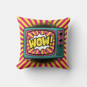 Vibrant Pop Art Retro TV Cushion