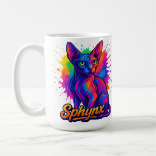 Vibrant Pop Art Sphynx Cat – Colourful Modern Coffee Mug